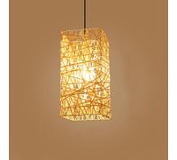 YNAHZAOK Lámpara Colgante Rectangular De Ratán Tejido A Mano Con Cable Ajustable, Estilo Boho Wabi-sabi, Ideal Para Comedores, Casas De Té, Cafeterías, Hoteles Y Decoración Creativa