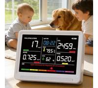 YNAK Monitor profesional de calidad de aire 16 en 1 para interiores de 10 horas y visualización de 5.5 pulgadas, 9 AQI+7 alertas, monitor portátil de CO2, probador de calidad de aire para CO2, TVOC