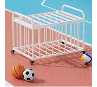 YNBSHGAA Carrito de almacenamiento de pelotas deportivas con ruedas, organizador de balones de acero, extra grande para baloncesto, fútbol, voleibol, blanco, 120 x 80 cm sin tapa