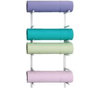 YNBSHGAA Soporte de pared para esterilla de yoga, organizador de almacenamiento de alfombrillas, soporte de rodillo de espuma de metal estable, soporte de pared para monopatín para gimnasio en casa