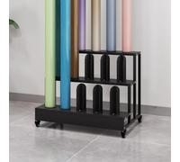 YNBSHGAA Soporte de vinilo resistente para rollo de vinilo móvil, diseño de 3 niveles con capacidad para 15 rollos, construcción de acero para calcomanías de película que cambian de color, 3 niveles