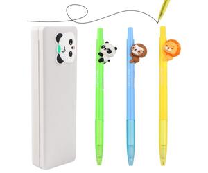 YnewL Boligrafos Animales - 3 Pack 0.5mm Tinta Negra, Bolis Viene con Estuche para Boligrafos Panda, BoligrafosPilot- Elige Entre Lindos Diseños (Leon, Panda, Perezoso)