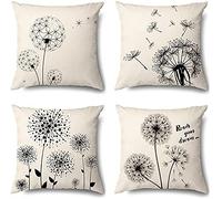 YNGBAAO 4 Pack Funda de Almohada Fundas Cojines Decorativos Terciopelo Cuadrado Doble Cara con Cremallera Invisible Fundas de Cojín Decorativa para Sala Estar Sofá Cama Coche Diente De León 35x35cm