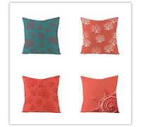 YNGBAAO Fundas de Cojines Juego de 4 50x50cm Doble Cara Cuadradas Algodón de Lino Throw Pillow Case Coral Simple Funda de Almohada con Cremallera Invisible 20x20inch para Decor Sofá Cama Coche Hogar