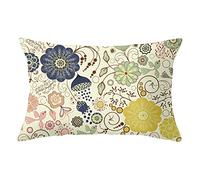 YNGBAAO Juego de 1 Fundas de cojín con Estampado a Doble Cara Cuadradas Algodón de Lino 35x55cm Flores Simples X657 Funda de Almohada con Cremallera Invisible 14x22inch para Sofá Cama Hogar Coche