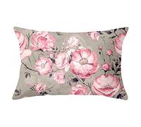 YNGBAAO Juego de 1 Fundas de cojín con Estampado a Doble Cara Cuadradas Algodón de Lino 40x70cm Flores Rosadas X931 Funda de Almohada con Cremallera Invisible 16x28inch para Sofá Cama Hogar Coche