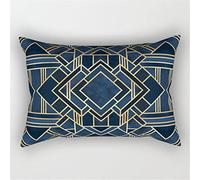 YNGBAAO Juego de 1 Fundas de cojín con Estampado a Doble Cara Cuadradas Algodón de Lino 40x70cm Geometría Azul P183 Funda de Almohada con Cremallera Invisible 16x28inch para Sofá Cama Hogar Coche