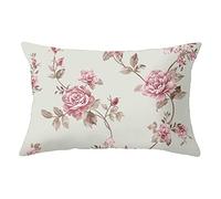 YNGBAAO Juego de 1 Fundas de cojín con Estampado a Doble Cara Cuadradas Algodón de Lino 50x70cm Flores Rosadas Q120 Funda de Almohada con Cremallera Invisible 20x28inch para Sofá Cama Hogar Coche