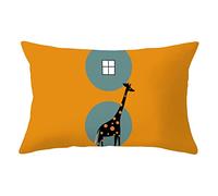 YNGBAAO Juego de 1 Fundas de cojín con Estampado a Doble Cara Cuadradas Terciopelo 35x55cm Jirafa Naranja Q244 Funda de Almohada con Cremallera Invisible 14x22inch para Sofá Cama Hogar Coche