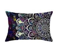 YNGBAAO Juego de 1 Fundas de cojín con Estampado a Doble Cara Cuadradas Terciopelo 35x55cm Mandala Q618 Funda de Almohada con Cremallera Invisible 14x22inch para Sofá Cama Hogar Coche