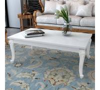 YNGBHFNOP Brillante MDF clásica Auxiliar Sala de Estar 115x65x42 cm Blanco | Mesa de centro blanca brillante rectangular 115x65x42 cm con patas decorativas para sala, comedor y decoracion moderna