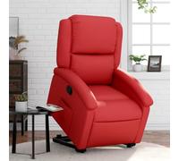 YNGBHFNOP Eléctrico reclinable elevable para Ancianos Rojo 71x86x99 cm | Sillón Reclinable Eléctrico Elevable para Personas Mayores, Cuero Sintético Rojo con Masaje y Respaldo Ajustable 135°, Mando