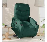 YNGBHFNOP Eléctrico reclinable elevable para Ancianos Verde 74x89x100cm | Sillón reclinable elevable eléctrico para ancianos con masaje y portavasos, butaca relax de tela verde oscuro con mando,