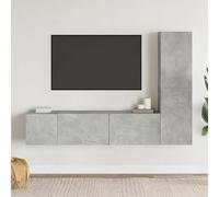 YNGBHFNOP Flotante con Almacenamiento Gris 100 x 30 x 30 cm | Set de muebles de salón 3 pzas madera ingeniería gris hormigón para TV con almacenamiento modular montaje pared