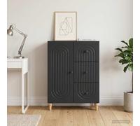 YNGBHFNOP Madera Duradero Estilo Moderno Minimalista Cajón Negro 66x34x90cm | Aparador con Cajones Negro 66x34.5x90 cm Madera Ingenieria Moderno Salon Comedor Organizador