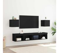 YNGBHFNOP Madera elaborada Montaje en Pared Roble Negro 10.4 | Mueble para TV montado en la pared 2 uds Roble Negro Gabinete flotante moderno con puertas para sala y dormitorio