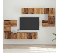 YNGBHFNOP Madera ingeniería diseño Minimalista Mueble TV Marrón 80x30x30 cm | Unidades de TV 4 uds. Madera Vieja Flotante para Sala Moderna, Mueble de Pared con Estantes, Gabinete de Entretenimiento con