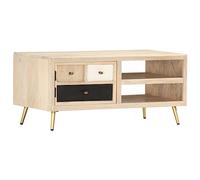 YNGBHFNOP Madera Maciza de Mango Estilo Retro 90x45x45cm marrón | Mesa de centro de madera maciza de mango 90x45x40cm con cajón, estilo retro, para sala de estar y salón