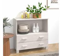 YNGBHFNOP Madera Maciza de Pino Estilo nordico Vintage 85x35x80 cm Blanco | Aparador HAMAR de Madera Maciza de Pino Blanca con Cajones y Compartimento, Mueble de Salon con Almacenaje, 85x35x80 cm