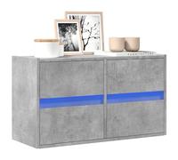 YNGBHFNOP Madera Resistente LED RGB Montaje Mural Gris 80x31x45 cm | Mueble de TV de pared con luces LED RGB gris hormigón 80x31x45 cm armario flotante con 4 cajones para salón dormitorio