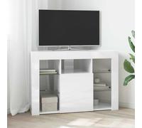 YNGBHFNOP Moderno de Madera Esquina Brillante Blanco 100x40x68cm | Armario LED para TV de Esquina 100x40x68cm Brillante Mueble con Luz y Estantes de Madera para Salón