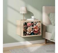 YNGBHFNOP Moderno De Pared Roble Sonoma Marrón 36 x 33 x 25 cm | Mesita de noche de pared BORNE Roble Sonoma 36x33x25 cm, estante flotante con cajón, moderno ahorra espacio, dormitorio