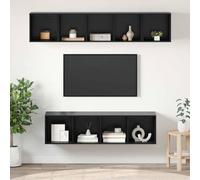 YNGBHFNOP Montaje en Pared Madera Roble Negro 37x37x37 cm | Conjunto Mueble TV 4 Uds Roble Negro Estante Montaje Pared Salon Multimedia Madera Almacenaje Modular