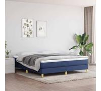 YNGBHFNOP Muelles ensacados Transpirable dureza Media Azul 203x160x25 cm | Cama Box Spring 160x200 con Colchón de Muelles Ensacados y Topper Azul, Base Tapizada con Sommier, Camas de Doble con