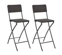 YNGBHFNOP Plegables Acero ratán jardín balcón 45x63x114 cm marrón | Taburete jardín plegable 2 uds HDPE acero marrón look ratán silla barra exterior resistente apilable sin montaje