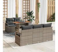 YNGBHFNOP Poliratán Acero Resistente Exterior Moderno Gris 100x55x73 cm | Conjunto de sofá de jardín 6 uds. 5 plazas Gris con almacenamiento poliratán y mesa exterior para terraza