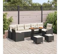 YNGBHFNOP Poliratán Modular Ajustable para Jardín Terraza 90x55x71 cm Negro | Conjunto de sofás de jardín 10 piezas poliratán negro módulo 9 plazas exterior resistente agua