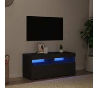 YNGBHFNOP Resistente con Luces LED RGB diseño Moderno 90x35x40 cm Negro | Mueble de TV con Luces LED RGB Negro 90x35x40 cm Soporte para Televisor Moderno, Estante Multimedia para Sala de Estar con