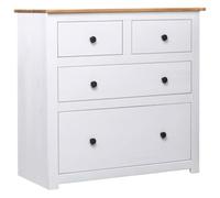 YNGBHFNOP Rústico Madera Maciza 4 cajones Armario Blanco 80x40x83 cm | Aparador de Madera Maciza Pino Panamá Blanco 80x40x83 cm, Mueble Auxiliar con 4 Cajones, Credenza Rústica para Sala, Comedor