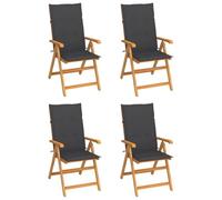 YNGBHFNOP Teca Resistente para jardín Plegable Antracita 57x71 5x100 cm | Sillas plegables 4 unidades con cojines antracita madera maciza de teca reclinables 7 posiciones para jardin terraza patio
