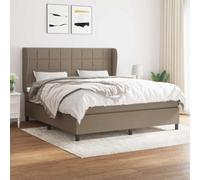 YNGBHFNOP Tela Transpirable Cabecero Ajustable Sommier 160x200 Gris Topo | Cama box spring con colchón de muelles ensacados tela gris taupe 160x200 cm cabecero ajustable soporte firmeza media para