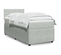 YNGBHFNOP Terciopelo muelles ensacados sommier 100x200 Gris | Cama Box Spring Con Colchón Terciopelo Gris Claro 100x200 cm Con Somier De Muelles Ensacados Y Cubrecolchón Transpirable Con