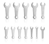 YnGia 12PCS Juego de Llaves de Punta Abierta Combinación de Llaves Planas Plateadas Herramienta de Reparación Ultra Fina para Condiciones de Espacio Limitado (con Agujero para Colgar)