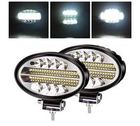 YnGia 2 luces de conducción todoterreno de 144 W, resistente al agua, barra de luz LED de trabajo ovalada, faro antiniebla, 12 V, 24 V, para coche, camión, 4x4, tractor, barco (blanco)