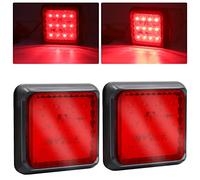 YnGia 2 luces LED traseras para remolque, luz de freno trasera, 16 LED, luz de freno cuadrada, indicador de señal de giro, 24 V para camión, remolque, camión, caravana, furgoneta, tractor (rojo)