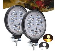 YnGia 2 uds., foco redondo para coche, barra de luz LED de trabajo, 36W, conducción todoterreno, luz de trabajo, lámpara antiniebla, 12V, 24V, luz ámbar blanca para 4X4, SUV, barco, camión, Tractor