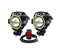 YnGia Faros delanteros antiniebla LED para motocicleta con halo blanco y interruptor de 3 cables de encendido/apagado, 2 focos delanteros para motocicleta U7 12V 24V estroboscópico de haz alto y bajo