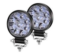 YnGia Luz de trabajo LED redonda de 27W, 2 unidades de mini foco para conducción todoterreno, luz antiniebla ultradelgada de 3 pulgadas, blanca, 12V 24V para coche, barco, SUV, ATV, camión, tractor