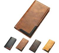 YNGWVHKET Cartera Larga Plegable de Cuero Estilo Western Hecha a Mano con Bloqueo RFID y Porta chequera multicompartimento para Hombre y Mujer.