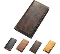 YNGWVHKET Cartera Larga Plegable de Cuero Estilo Western Hecha a Mano con Bloqueo RFID y Porta chequera multicompartimento para Hombre y Mujer.