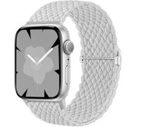 Ynitec Braided Loop Correa Compatible con Apple Watch 44mm 42mm 45mm 49mm 46mm, elásticas de tela de nylon Pulsera deportiva para caballero para iWatch 11 10 9 8 7 6 5 4 3 2 1 SE Ultra Blanco