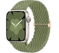 Ynitec Correa Trenzada Nylon Compatible con Apple Watch 40mm 41mm 38mm 42mm Hombre Mujer, Elástica Deportiva Ajustable con Hebilla Acero Inox para iWatch Series 11-1, SE/Ultra 3 2 1, verde