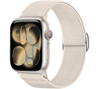 Ynitec Solo Loop Correa de repuesto compatible con Apple Watch Correa 38mm 40mm 41mm 42mm 44mm 45mm 46mm 49mm, Suave de Nylon Trenzado Correas para Serie 10 9 8 7 6 5 4 3 2 1 SE Ultra, Starlight