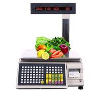 YNIYUJKL Balanza con Impresora De Etiquetas, Balanza Comercial con Cálculo De Precios, Caja Registradora Electrónica con Balanza, Balanza Digital con Impresión De Etiquetas,15kg