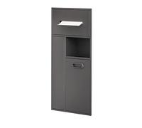 YNIYUJKL Escobillero Empotrado con Nicho para Papel Higiénico, Papelera Y Armario para Hoteles Y Lugares Públicos, Gris, 30 X 65 X 14 Cm,Grey-30x65x14cm