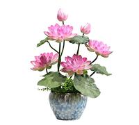 YNIYUJKL Flores Falsas, Flores Artificiales, Flores Artificiales con Jarrón De Cerámica, Flores De Loto Artificiales De Tacto Real Falsas para Decoración De Fiestas De,A-54cm